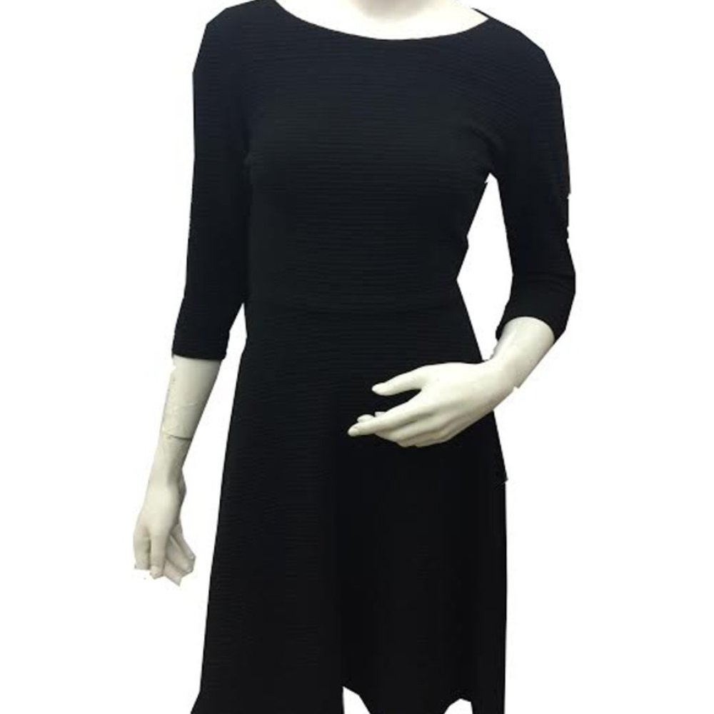 DONNA MORGAN 3/4 SLEEVE BLACK MIDI DRESS
